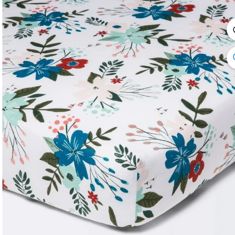 Fitted Crib Sheet Meadow - Cloud Island - White/Pink/Blue Floral